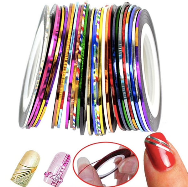 Stripeteip, negletape, neglepynt - 10 stk