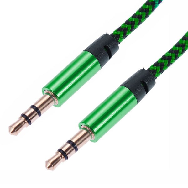 1m Kudottu 3.5mm Aux -kaapeli - Vihreä