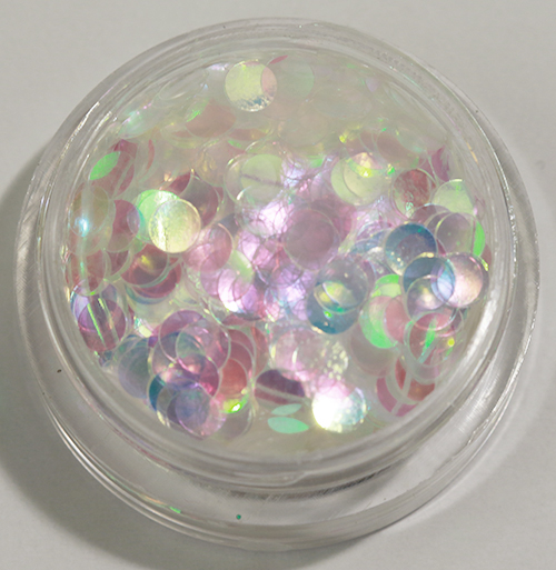Negleglitter - Runde/Prikker - Hvit regnbue - 8ml - Glitter