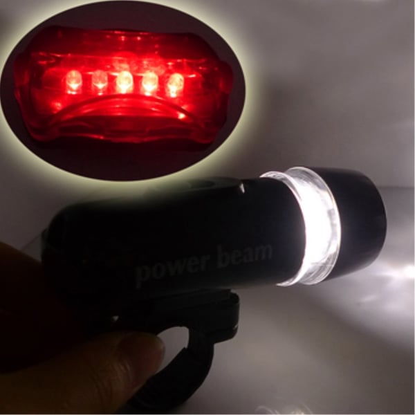5 - LED cykel forlygte med baglygte