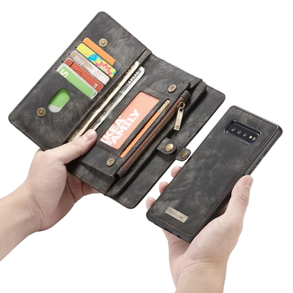CASEME Samsung Galaxy S10+ Retro Lær Lommebok - deksel - Grå