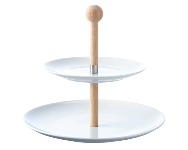 Våningsfat Kakfat vit/ek - 25 cm LSA Dine