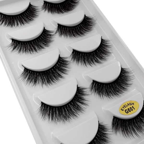 5 par falske øyevipper - 3D faux mink - G601