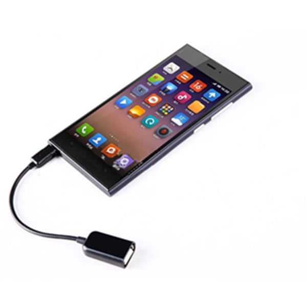 USB till Micro USB Kabel - Inbyggd OTG Adapter - Svart