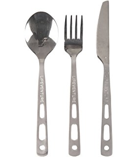 campingbestick rostfritt stål,  LIFEVENTURE STAINLESS STEEL CAMPING CUTLERY