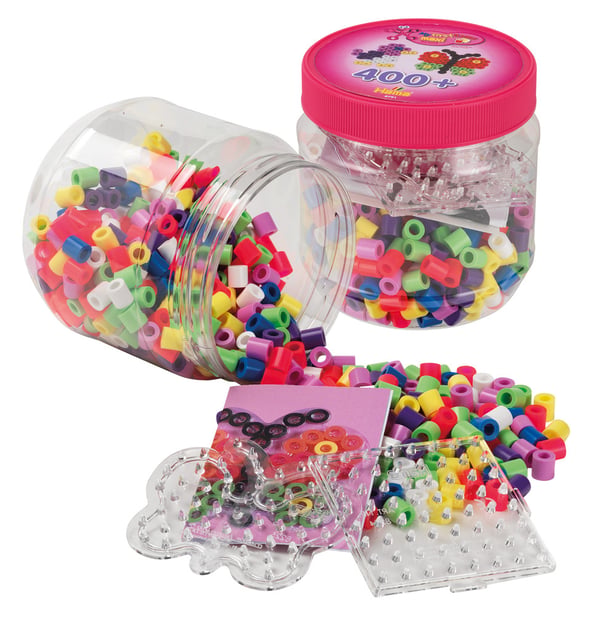 Hama Maxi Perler og perleplader i bøtte 400 stk. Rosa