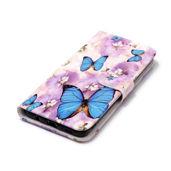 Samsung Galaxy S9 Plus Lommebok - deksel - Blå Sommerfugl og Blomst