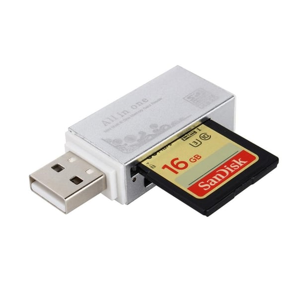 Kompakt USB-Minnekortleser | 4 i 1