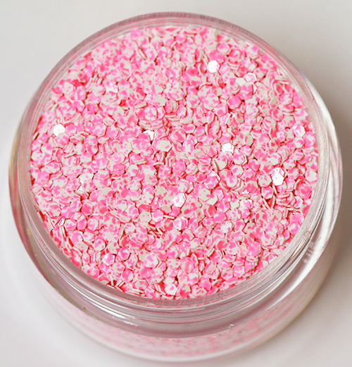Negleglitter - Hexagon - Tofarvet lys pink/hvid - 8ml - Glitter