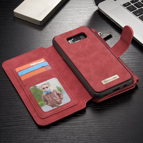 CASEME Samsung Galaxy S8 Plus Retro lær lommebok - deksel Rød