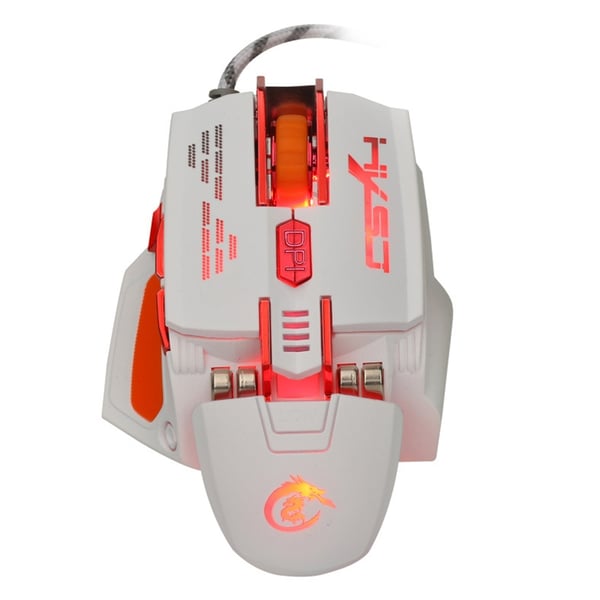 HXSJ X 200 7 knapper 4000 DPI LED USB optisk gamingmus hvid