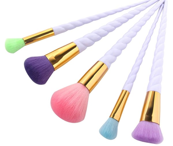 Färgglada Penslar: 5 Unicorn Rainbow Sminkborstar - Sminkpenslar