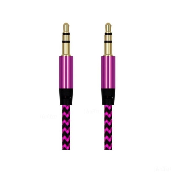 1m Kudottu 3.5mm Aux -kaapeli - Vaaleanpunainen
