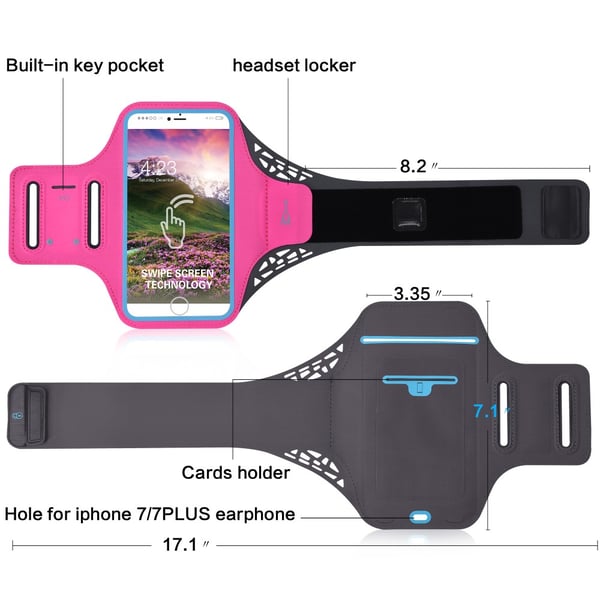 BDD - 061Z Sportsarmbånd til iPhone 7 Plus/Galaxy S7 Edge - Rosa