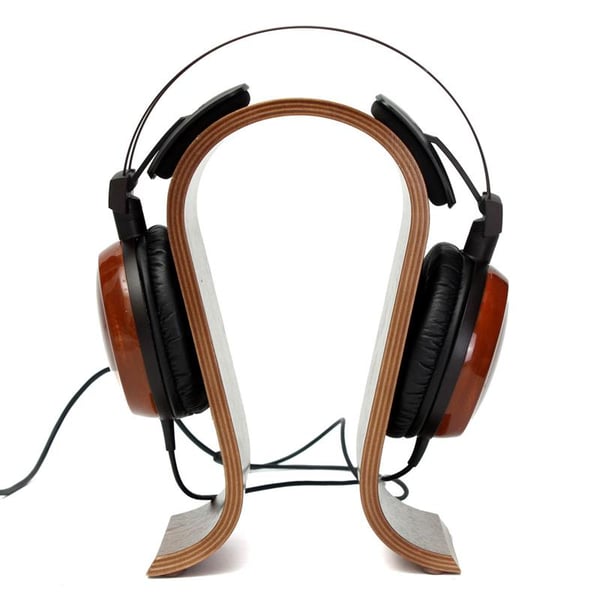 Universal headset rack lavet af ægte træ i flere lag