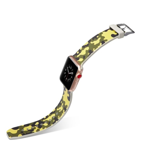 Silikon klokkerem til Apple Watch 4 44mm, 3/2/1 42mm - hærgrønn kamuflasje
