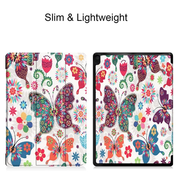 Mønstertryk Tredobbelt Stand Cover Lenovo Tab E10 - Sommerfugl