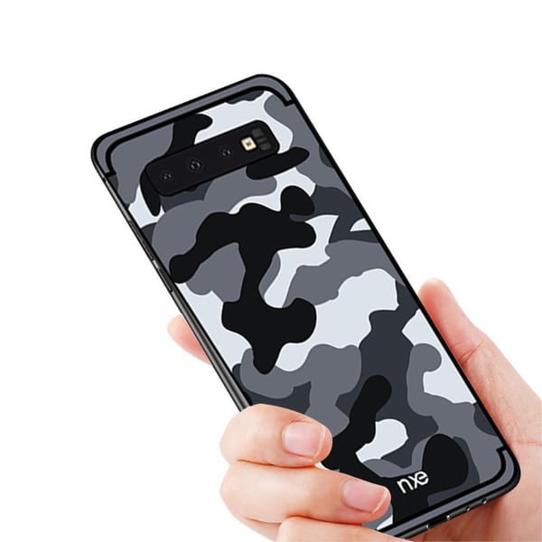 NXE Samsung Galaxy S10+ TPU Deksel - Kamuflasje - Grå