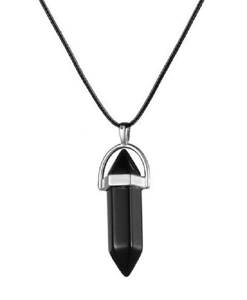 Halsband Choker Onyx Svart Healing Wicca Pagan Boho - 2 längder