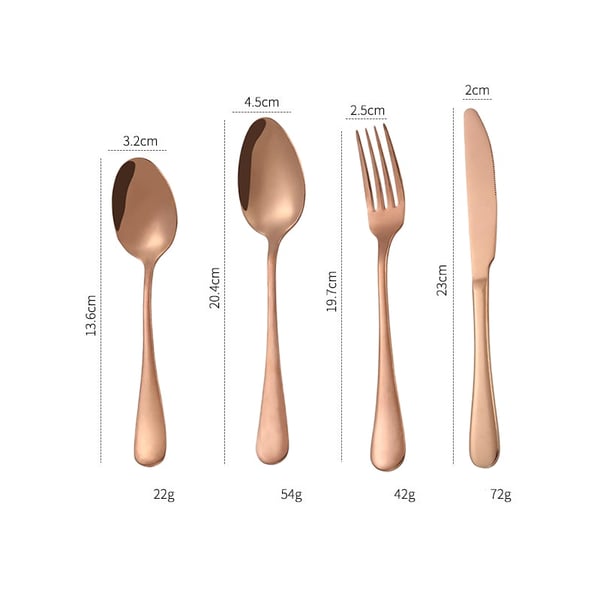 Bestikksett i Rustfritt Stål, 4 deler - Rosé