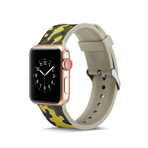 Silikon klokkerem til Apple Watch 4 44mm, 3/2/1 42mm - hærgrønn kamuflasje