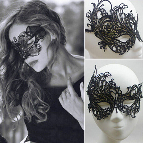 Maskeradmask i Spets - Svart