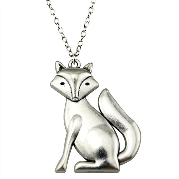 Halsband Räv Fox Djurmotiv Rostfri Kedja 60 Cm