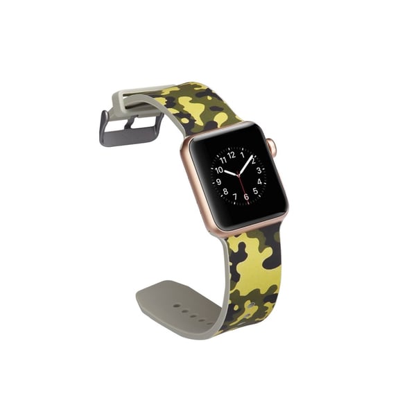 Silikon klokkerem til Apple Watch 4 44mm, 3/2/1 42mm - hærgrønn kamuflasje