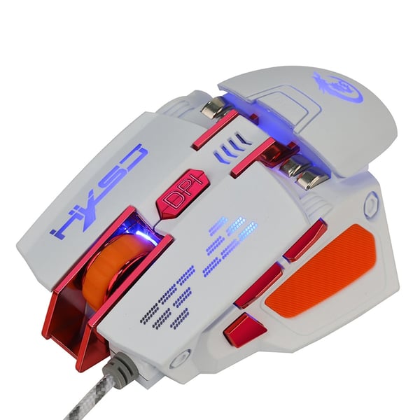 HXSJ X 200 7 knapper 4000 DPI LED USB optisk gamingmus hvid