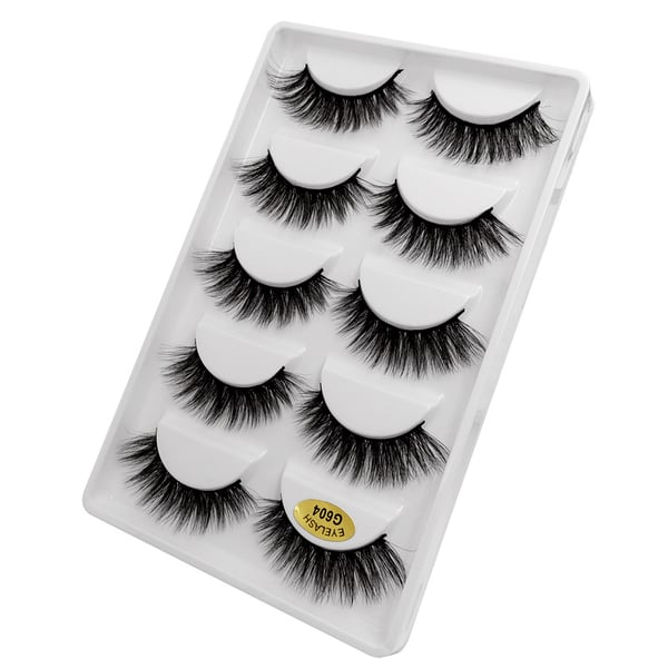 5 par falske øyevipper - 3D faux mink - G604