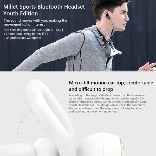 Xiaomi Youth IPX4 in-ear Sport Bluetooth 4,1 hörlurar vit