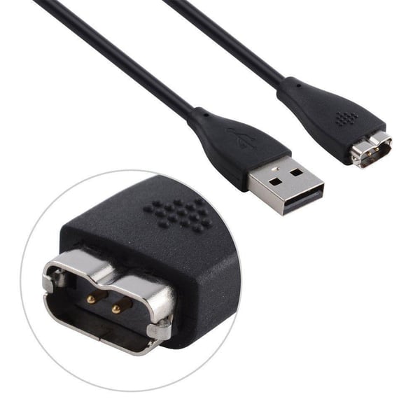 Fitbit Charge HR kompatibel USB Opladerkabel (28 cm) - Sort