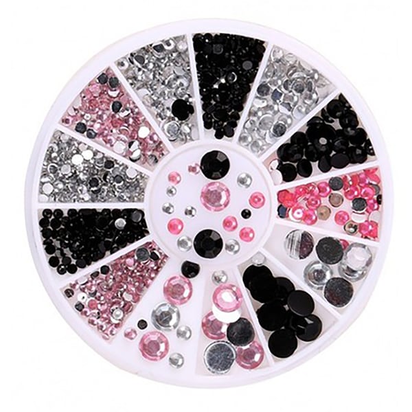 Rhinestone 4 størrelser Sølv Svart Rosa
