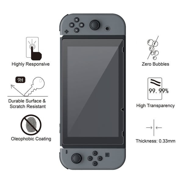 2x Kompatibel med Nintendo Switch Skjermbeskytter for herdet glass