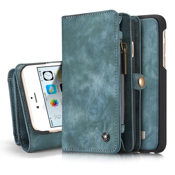 CASEME iPhone 6s 6 Retro Split Lommebok - deksel I Lær - Blå