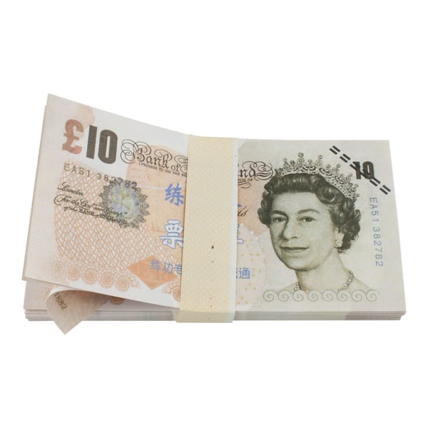 Leikkirahat - 10 Britannian punta (100 seteliä)