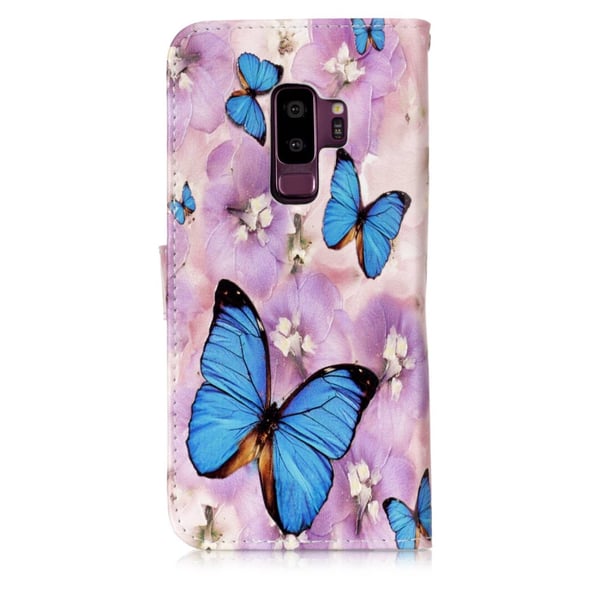 Samsung Galaxy S9 Plus Lommebok - deksel - Blå Sommerfugl og Blomst