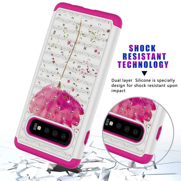 Samsung Galaxy S10 TPU Deksel Armor Ekstra Slitesterkt - Rosa Blomst