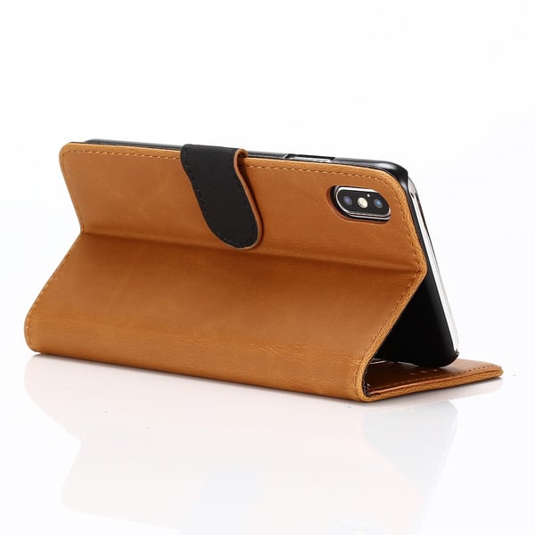Retro lompakko matkapuhelinkotelo iPhone XS Maxille - Ruskea