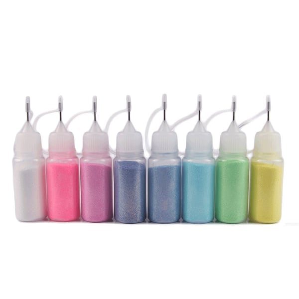 8stk Nail glitter - Havfrue i puff flasker - 10ml - Glitter