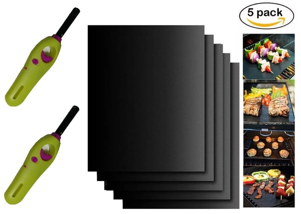 5-pakke Grillmatte Ovnmatte & Bakematte og 2-pakke Peistenner