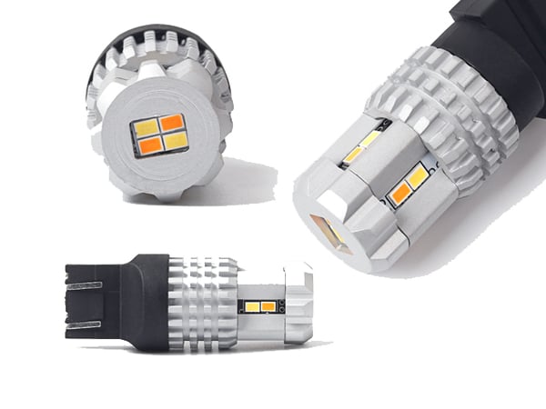 T20 7443 W21/5w Led kaksivärinen keltainen-valkoinen 2-pack w3x16q w316q