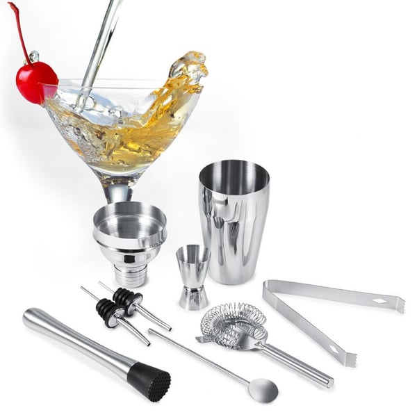 8-delt cocktailsæt, barsæt, shaker 550ml - Rustfrit stål