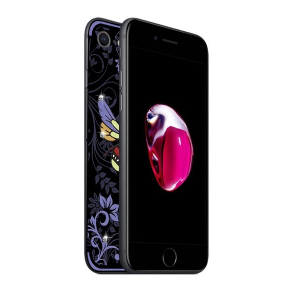NXE Insektmønster Rhinestone Dekor TPU Cover til iPhone 8 / 7 - Lilla Bi