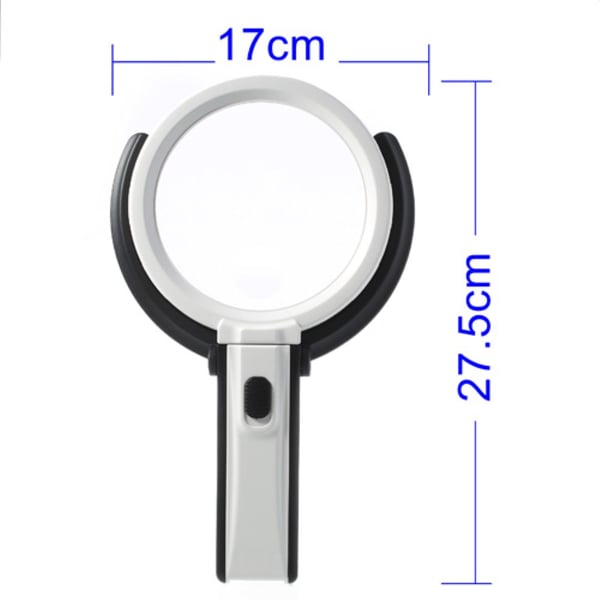 Sammenleggbar stor forstørrelsesglass med LED - lampe 2 x 120mm