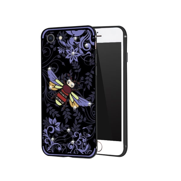 NXE Insektmønster Rhinestone Dekor TPU Cover til iPhone 8 / 7 - Lilla Bi