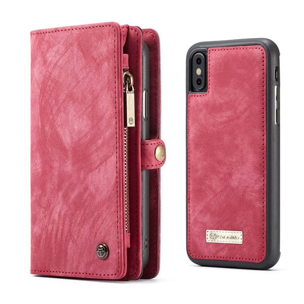 CASEME Aftagelig 2-i-1 Multi-slot Etui til iPhone X / XS - Rød