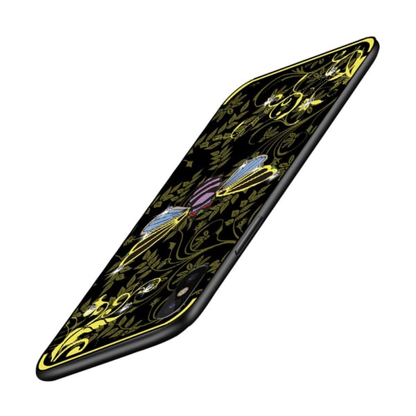 NXE Insektmønster Rhinestone Dekor TPU Cover til iPhone X / XS - Gul Bi