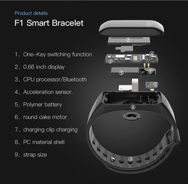 F1 Plus WearFit Aktivitetsarmbånd med Fargedisplay - Blå
