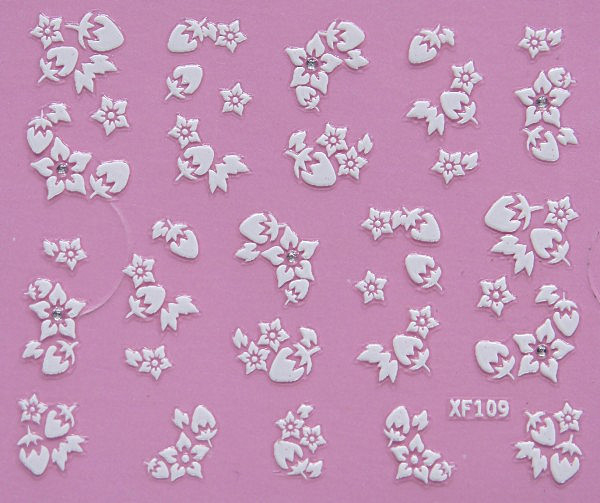 10st ark vita nageldekorationer blommor stickers